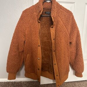 Fashion Nova Sherpa Jacket in Rust